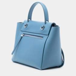 مملوكة مسبقًا حقيبة حزام جلد عجل محبب صغير بلون أزرق من سيلين