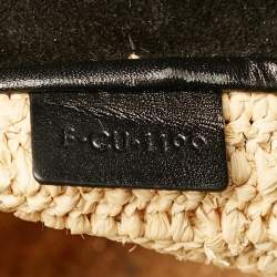 Pre Owned Celine Handle Basket Medium Black/Natural Raffia and Leather Bag