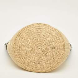 Pre Owned Celine Handle Basket Medium Black/Natural Raffia and Leather Bag