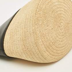 Pre Owned Celine Handle Basket Medium Black/Natural Raffia and Leather Bag