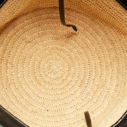 Pre Owned Celine Handle Basket Medium Black/Natural Raffia and Leather Bag