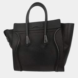 Pre Owned Celine Luggage Micro Black Calfskin Leather Tote Bag