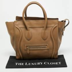 Pre Owned Celine Luggage Mini Beige Leather Tote