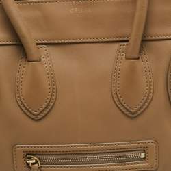 Pre Owned Celine Luggage Mini Beige Leather Tote