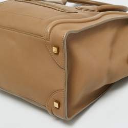 Pre Owned Celine Luggage Mini Beige Leather Tote