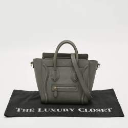 Pre Owned Celine Luggage Nano Grey Leather Tote