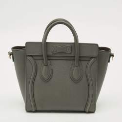 Pre Owned Celine Luggage Nano Grey Leather Tote
