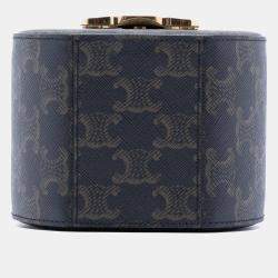 Pre Owned Celine Brown Triomphe Coated Canvas Round Box Handbag