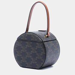 Pre Owned Celine Brown Triomphe Coated Canvas Round Box Handbag