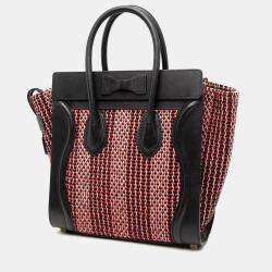 Pre Owned Celine Black Micro Tweed Luggage Tote