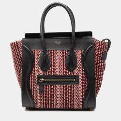 Pre Owned Celine Black Micro Tweed Luggage Tote