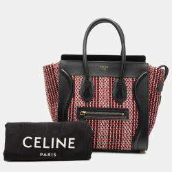Pre Owned Celine Black Micro Tweed Luggage Tote