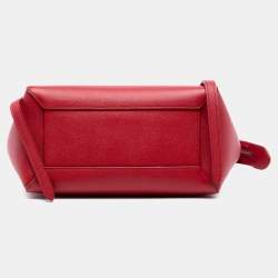 Pre Owned حقيبة سيلين بيلت جلد عجل محبب أحمر ميكرو