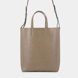 مملوكة مسبقًا Celine Vertical Cavas Taupe Grey Calf Leather Size Small