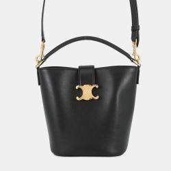 Pre Owned Celine Bucket Louise Black Calf Leather Size Small