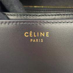 Pre Owned Celine Classic Box Shoulder Black Leather Size Medium
