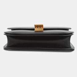 Pre Owned Celine Classic Box Shoulder Black Leather Size Medium