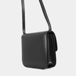 Pre Owned Celine Classic Box Shoulder Black Leather Size Medium