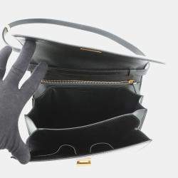 Pre Owned Celine Classic Box Shoulder Black Leather Size Medium