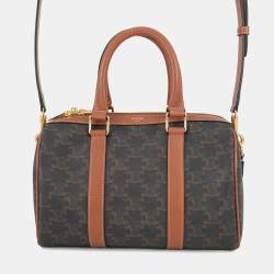 Pre Owned حقيبة سفر سيلين تريومف بيدين جلد بي في سي لون أسمر حجم متوسط