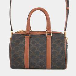 Pre Owned حقيبة سفر سيلين تريومف بيدين جلد بي في سي لون أسمر حجم متوسط