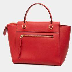 Pre Owned Celine Red Micro Grained Calfskin Belt Bag