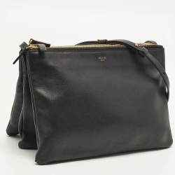 Pre Owned Céline Trio Large Black Leather Crossbody Bag