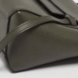 Pre Owned Celine Belt Nano Olive Green Leather Top Handle Bag