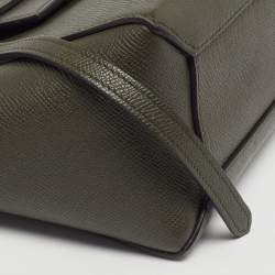 Pre Owned Celine Belt Nano Olive Green Leather Top Handle Bag