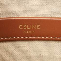 Pre Owned Celine Brown/Grey Cabas Thais Canvas and Leather Small Tote