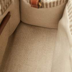 Pre Owned Celine Brown/Grey Cabas Thais Canvas and Leather Small Tote