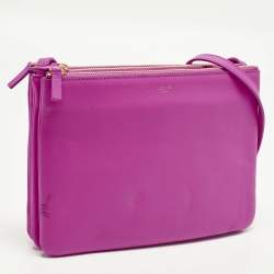 Pre Owned Celine Trio Large Pink Leather Crossbody Bag