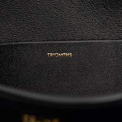 Pre Owned Celine Black Shiny Calfskin Triomphe Claude Shoulder Bag