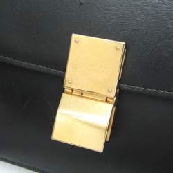 Pre Owned Celine Classic Box Medium Leather Shoulder Bag Black