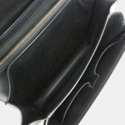 Pre Owned Celine Classic Box Medium Leather Shoulder Bag Black