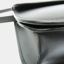 Pre Owned Celine Classic Box Medium Leather Shoulder Bag Black