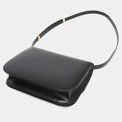 Pre Owned Celine Classic Box Medium Leather Shoulder Bag Black