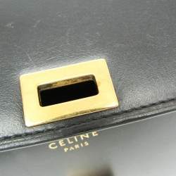 Pre Owned Celine Classic Box Medium Leather Shoulder Bag Black
