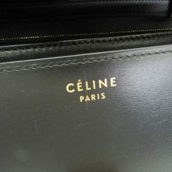 Pre Owned Celine Classic Box Medium Leather Shoulder Bag Black