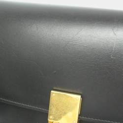 Pre Owned Celine Classic Box Medium Leather Shoulder Bag Black