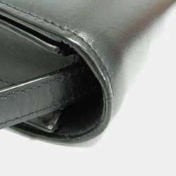 Pre Owned Celine Classic Box Medium Leather Shoulder Bag Black