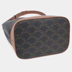 Pre Owned Celine Brown Coated Canvas Triumph Bucket Bag Small