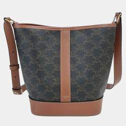 Pre Owned Celine Brown Coated Canvas Triumph Bucket Bag Small