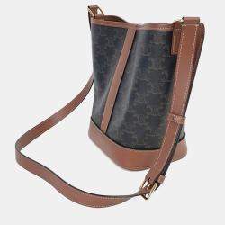 Pre Owned Celine Brown Coated Canvas Triumph Bucket Bag Small