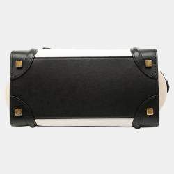 Pre Owned Celine White Micro Tricolor Leather Luggage Tote
