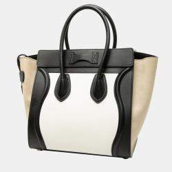 Pre Owned Celine White Micro Tricolor Leather Luggage Tote