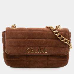 Pre Owned Celine Brown Suede Monochrome Shoulder Bag