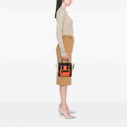 Pre Owned Celine Orange Micro Tricolor Leather Luggage Tote