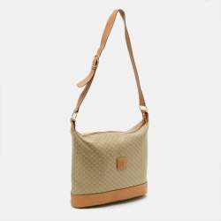 Pre Owned Celine Beige/Tan Macadam Coated Canvas and Leather Shoulder Bag