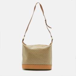 Pre Owned Celine Beige/Tan Macadam Coated Canvas and Leather Shoulder Bag